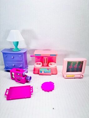 Mattel Barbie Wind Up VCR Camera, TV & Coffee Maker Tested Works! 1988 Vintage